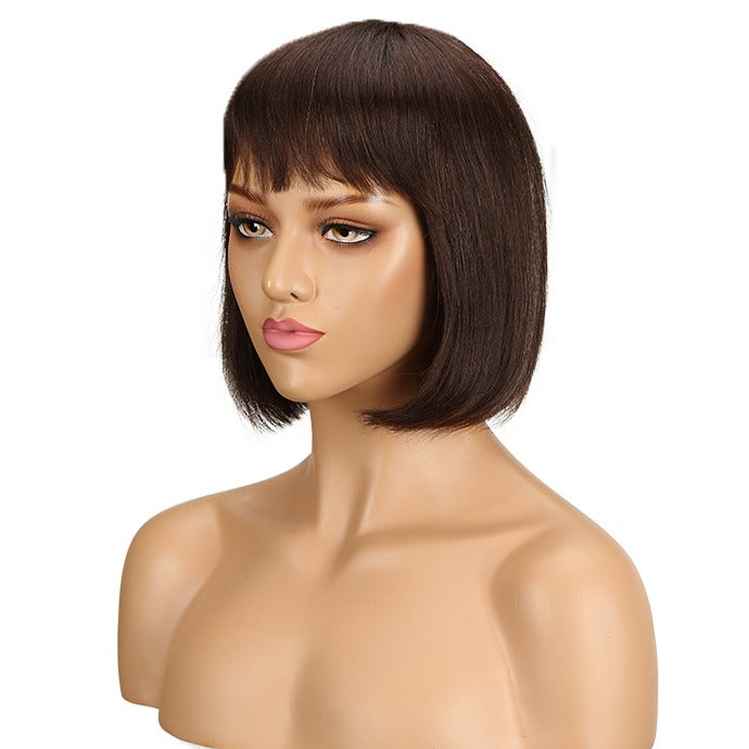 Machine Made  Natural Cheap Colored Short Bob Human  Hair Wigs