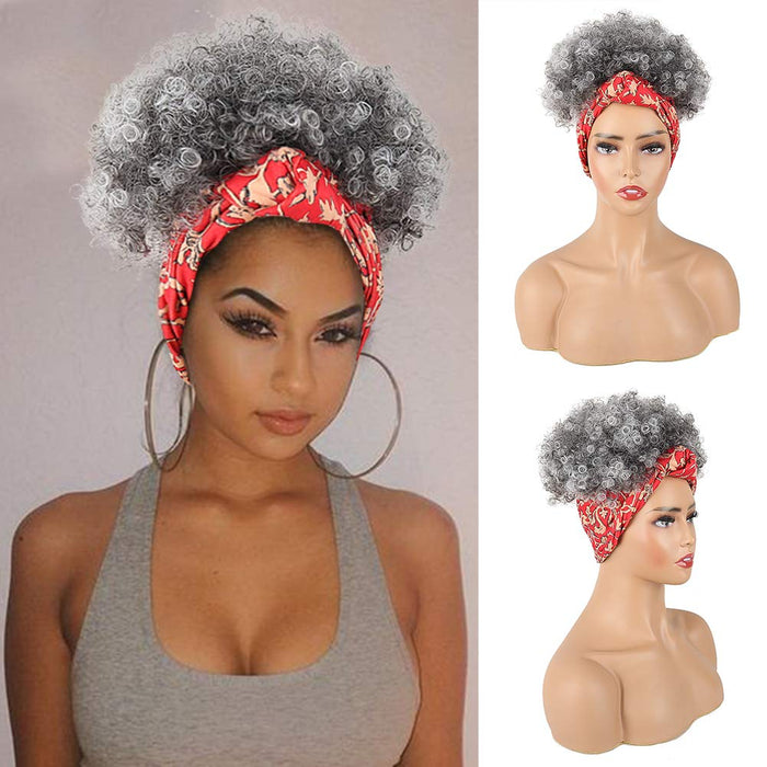 Hot Short Kinky Curly Wigs with Headband