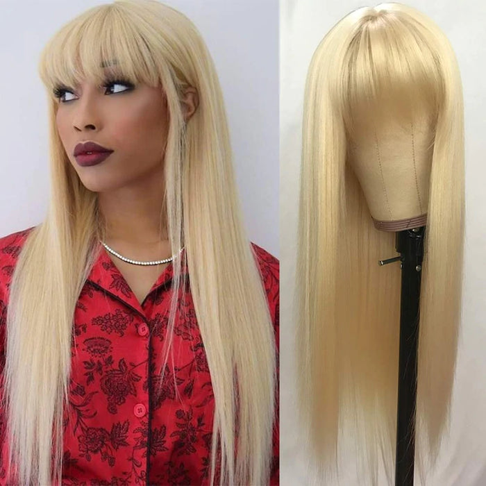 Long Straight Wig with Bangs for Women