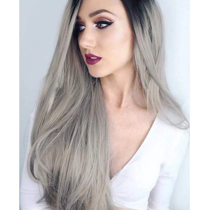 2021 Black to Grey Hot Straight Mini Lace Front Wigs