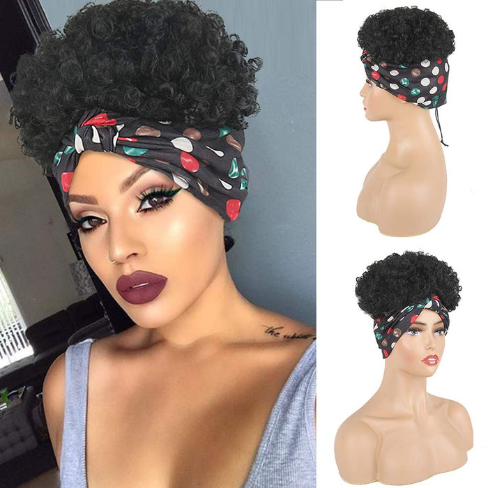 Hot Short Kinky Curly Wigs with Headband