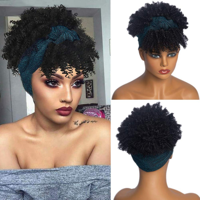 Hot Sexy Kinky Curly Wigs with Green Headband