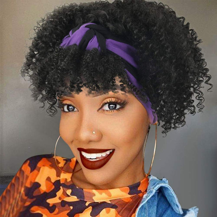 Hot Sexy Kinky Curly Wigs with Purple&Black Headband