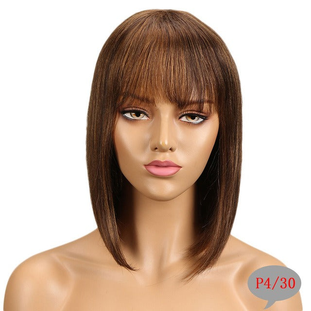 Straight Hair with Bangs Human Hair Wigs