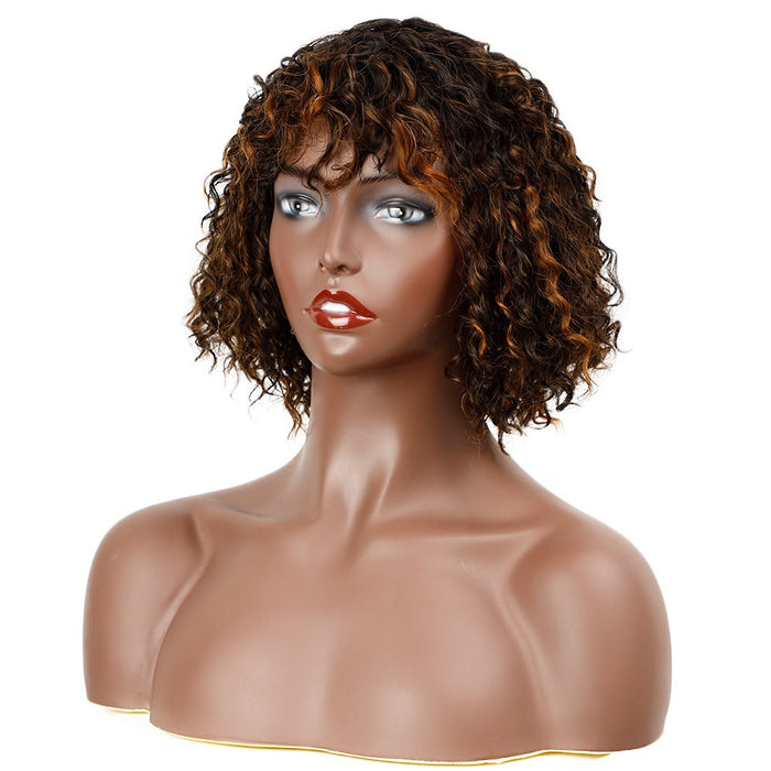 Curly Synthetic Classic Full Quality Machine Made Human Hair Wig