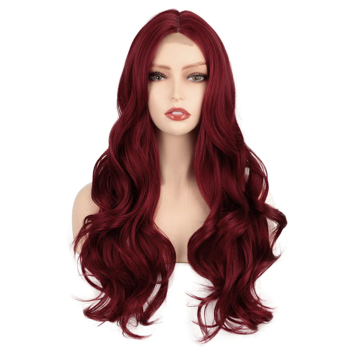 Ins Hot Long Curly Mini Lace Front Red Wigs