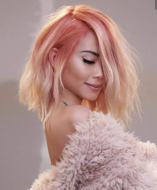 Sweet Peachy Colored Wave Short Wig