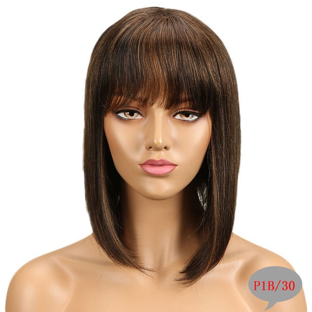 Straight Hair with Bangs Human Hair Wigs