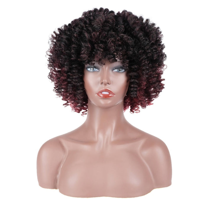 Synthetic Short Curly Without Lace Human Hair Wig