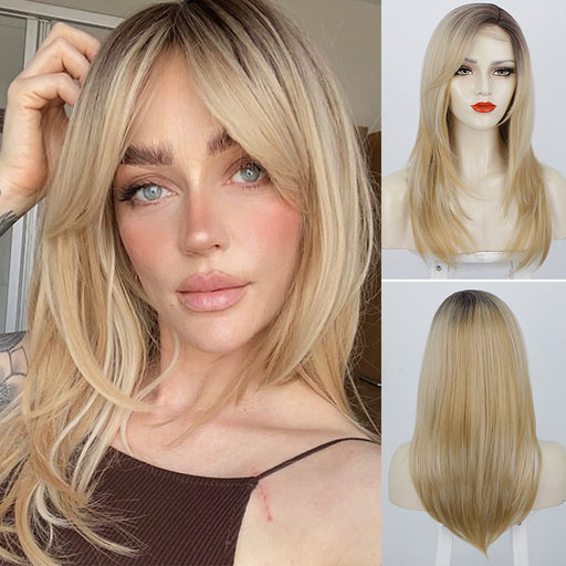 Ins Hot Long Blonde Wigs for Women Mini Lace Wig