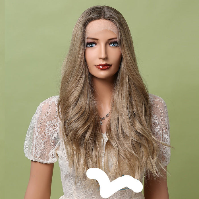 Long Wavy Heat Resistant Fibre Synthetic Lace  Human Hair Wig