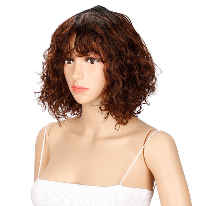 Popular Curly Full Quality Machine Made Human Hair Wig