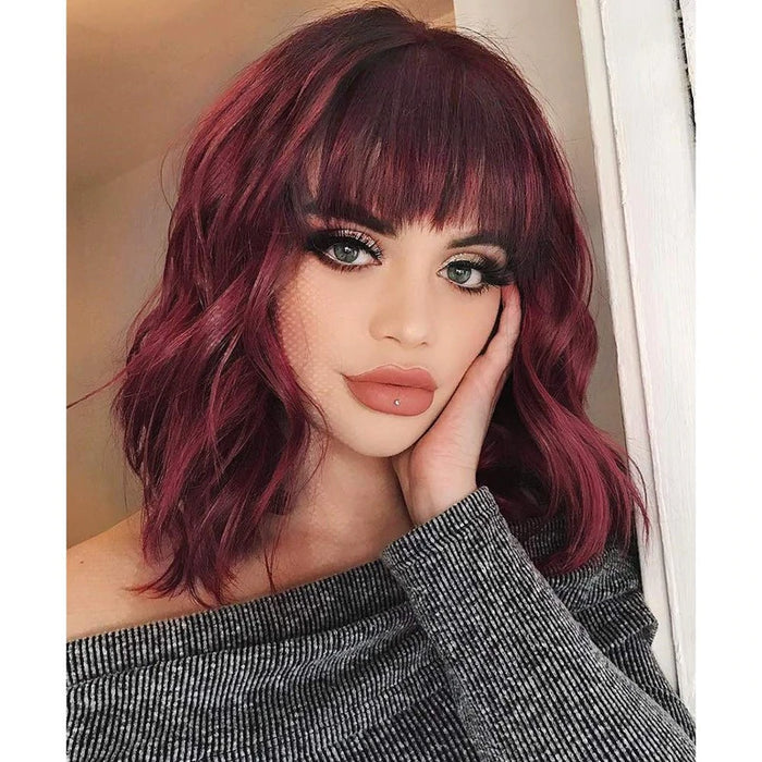 Halloween Natural Wave Burgundy Wig