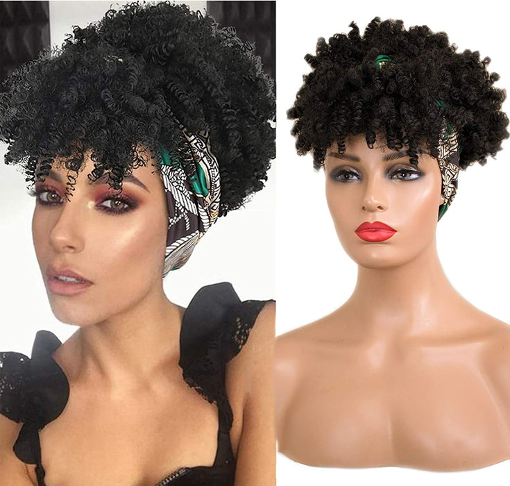 Hot Sexy Kinky Bang Wig with Mix Green&Black Headband