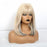 Medium Straight Synthetic Gold Dyed Blue Bangs Human Hair Wig