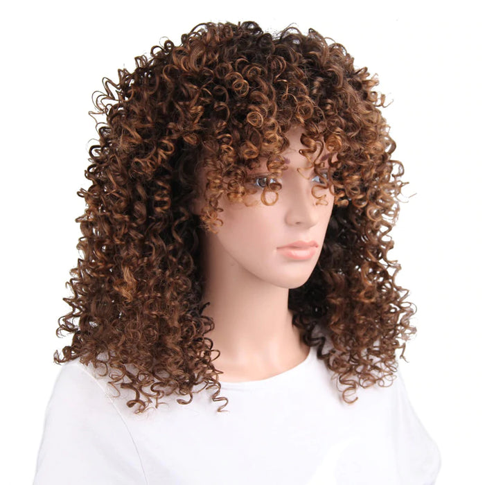 Synthetic Curly Mixed Brown Wig for Women