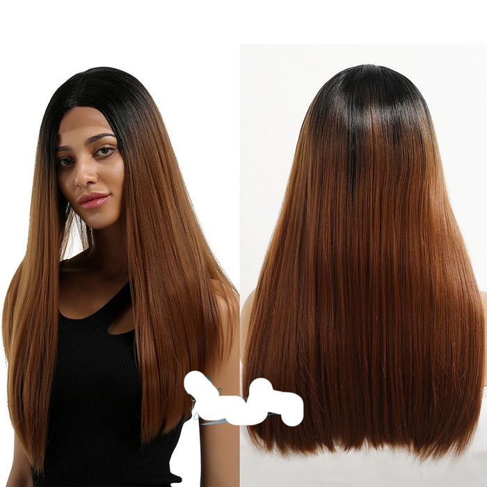 Medium Length Straight Synthetic Lace Front Human Hair Wig