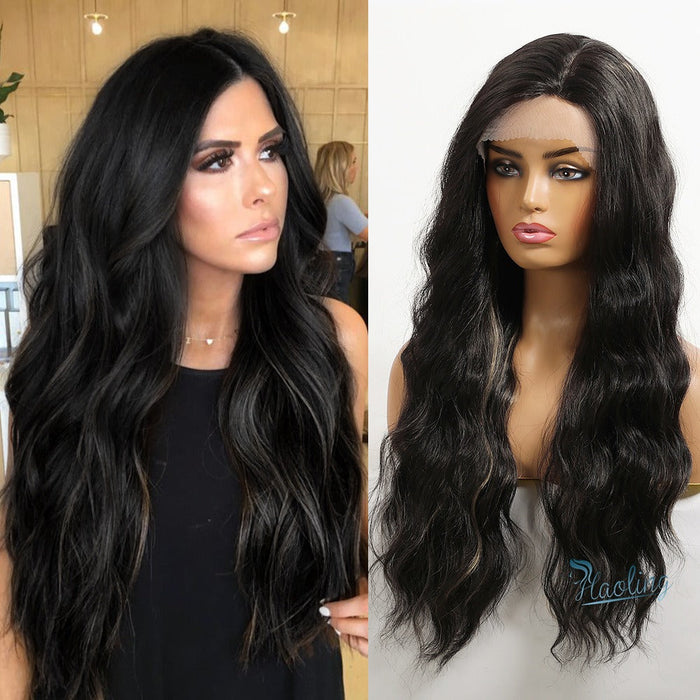 Long Natural Wavy Synthetic Lace Front Human Hair Wig