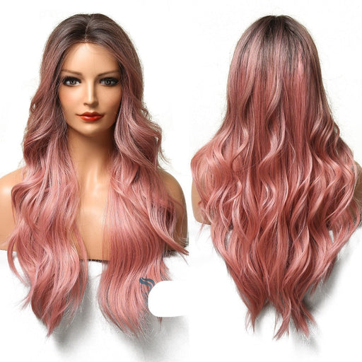 Root Black Gradient Pink Front Lace Human Hiar Wigs