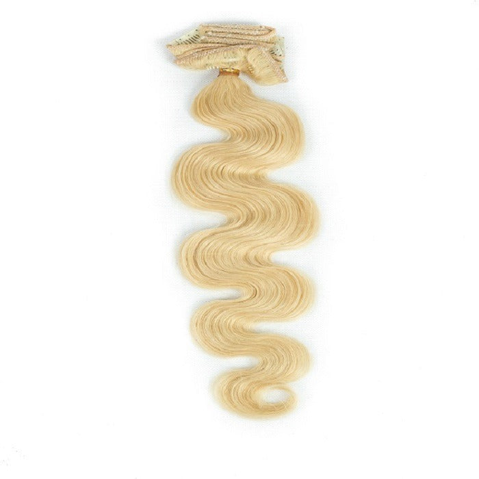 Clip in on hair extension, real clip in human hair piece blonde curly weave