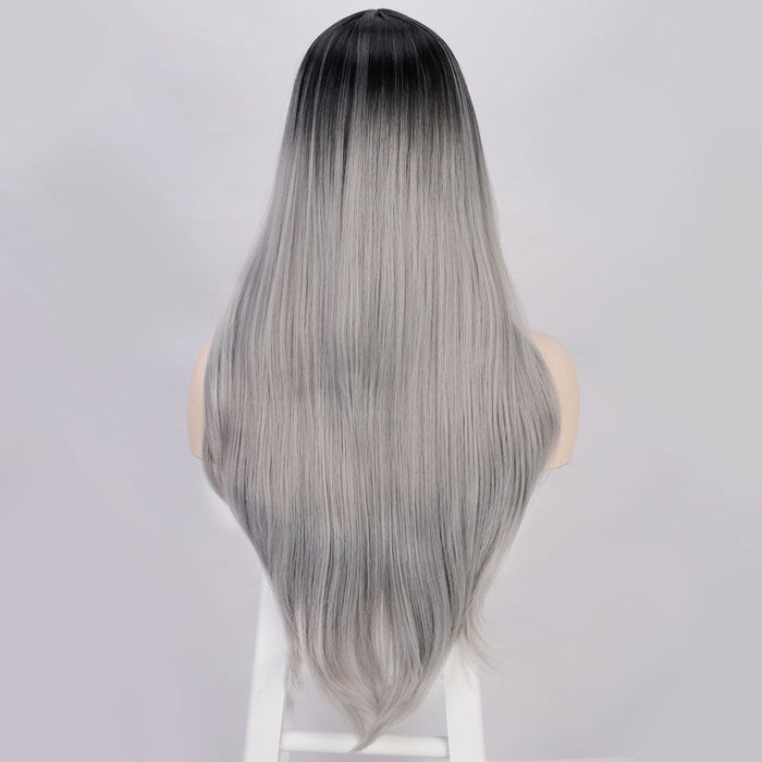 Ins Hot Long Wavy Mini Lace Front Gray Wigs