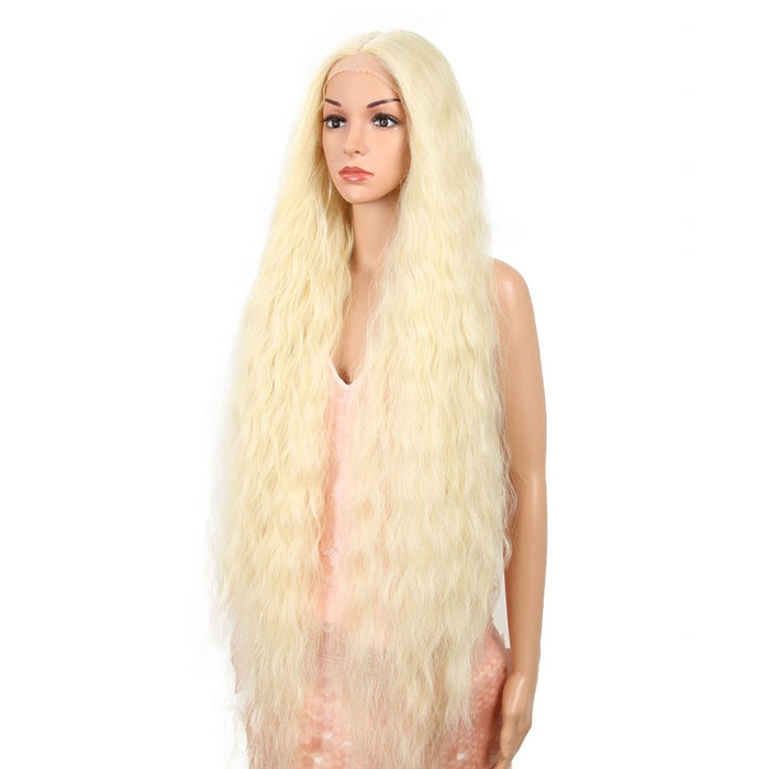 Front lace Half Hand Tied Long Wavy Human Hair Wigs