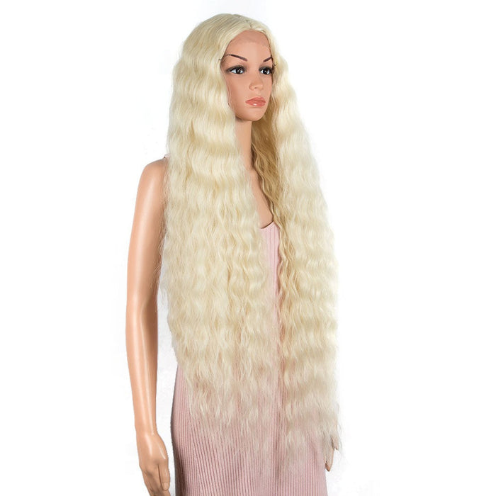 Front lace Half Hand Tied Long Wavy Human Hair Wigs