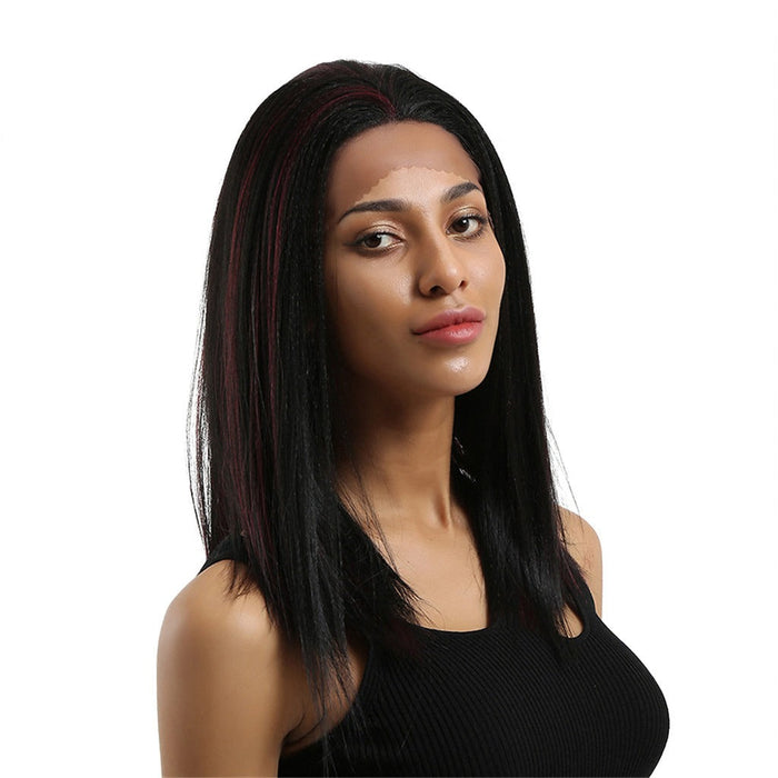 Medium Length Straight Synthetic Lace Front Human Hair Wig