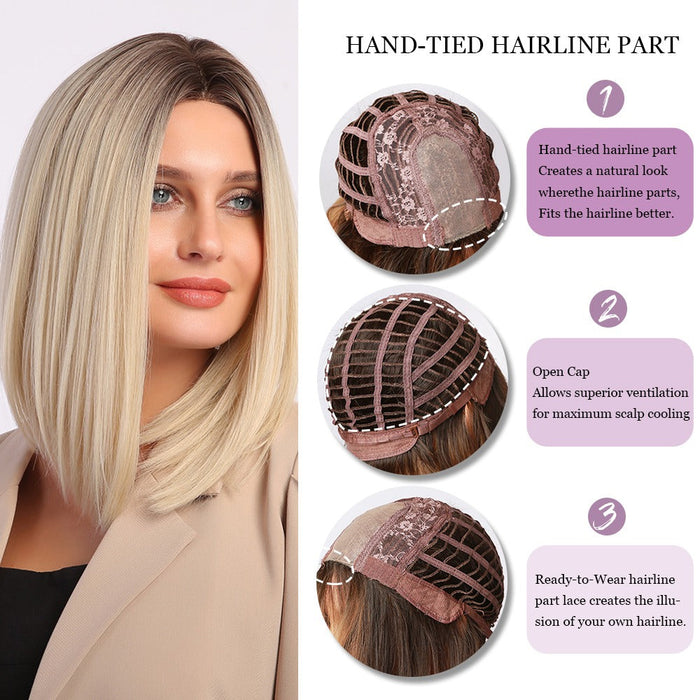 Synthetic Hairline Part Lace Human Hir Wigs