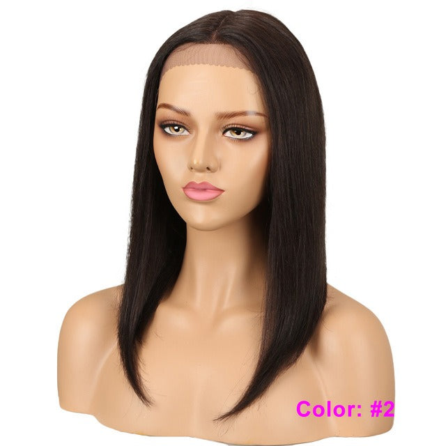 Straight Lace Front Middle Part Closure Human Hair Wigs