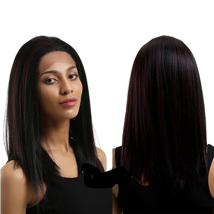 Medium Length Straight Synthetic Lace Front Human Hair Wig