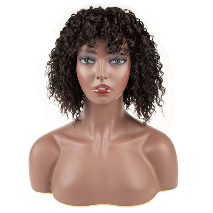 New Synthetic Short Curly without Lace Human Hair Wig