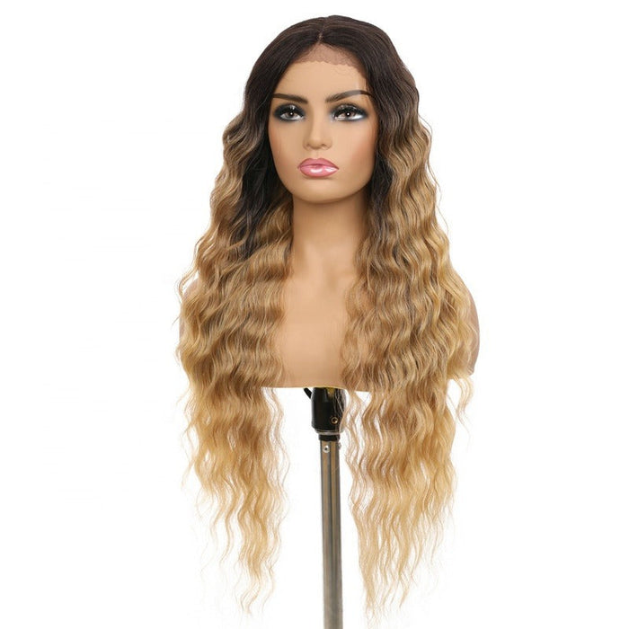 Long Curly Blonde Lace Frontal Heat Resistant Human Hair Wigs