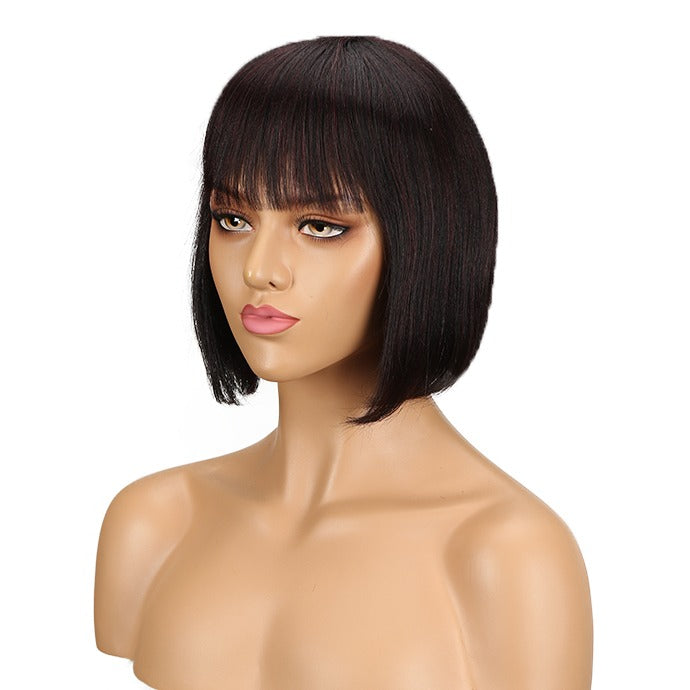 Machine Made  Natural Cheap Colored Short Bob Human  Hair Wigs