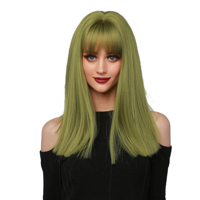 Medium Straight Synthetic Cosplay  Human Hair Wig