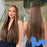 Long Straight Highlights Front Lace Synthetic Human Hair Wig