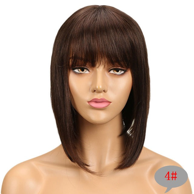 Straight Hair with Bangs Human Hair Wigs