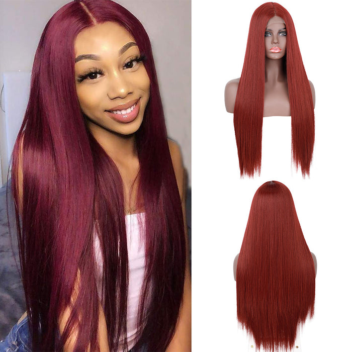 Ins Hot Long Straight Wigs for Women Mini Lace Front Wig（32inch）