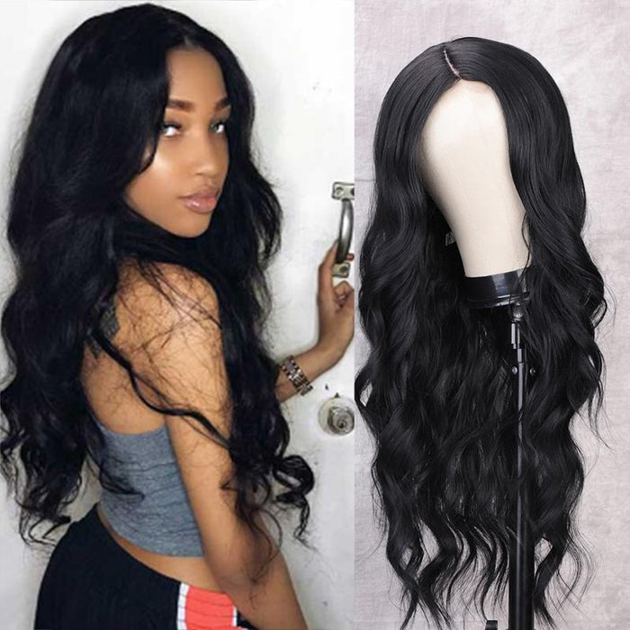 Long Wavy Black Wigs For Women KanekalEn Cosplay Mini Lace Front Wigs