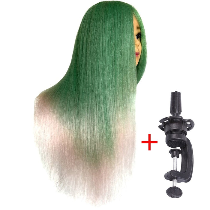 Ombre Mannequin Doll Head for Hairstyle Human Hair & Synthetic Mixed Professional Styling Head Hot Curl Iron Straighten Training