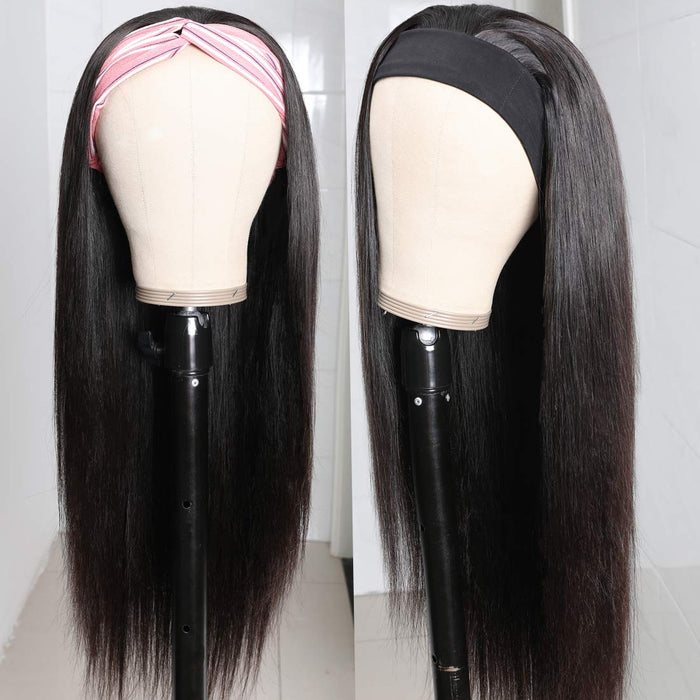 Water Wave Headband Wigs Human Hair For Black Women Human Hair Straight Headband Wig