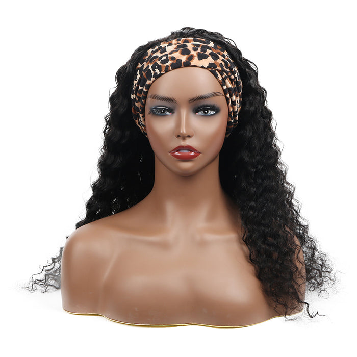 Human Hair Headband Wig Kinky Straight For Black Curly