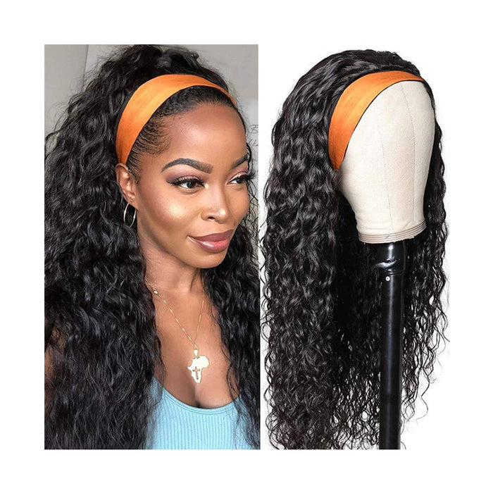 Water Wave Headband Wig Human Hair For Black Human Hair Headband Curly Ponytail Human Hair Wig