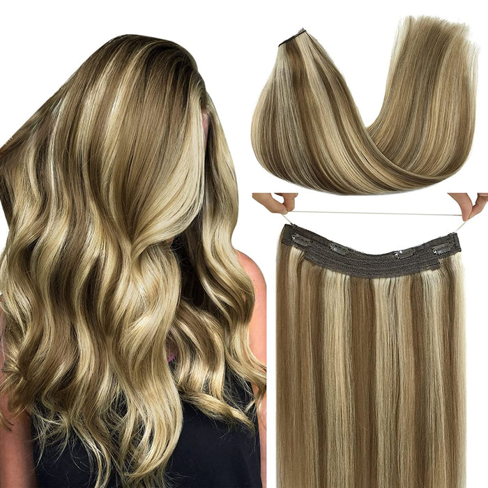 Drawstring Wrap Clip-in Blonde Straight Ponytails Clip in Hair Extension Double drawn