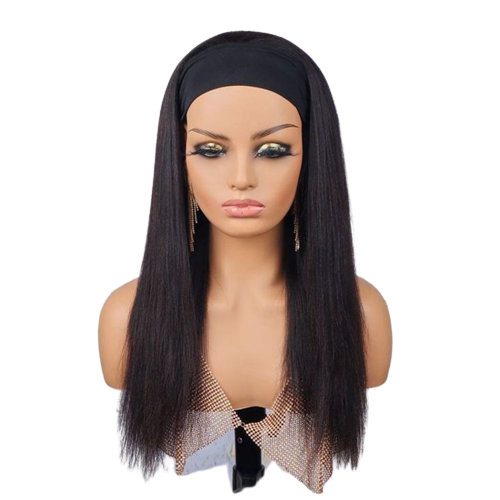 Women Natural Bang Deep Wave Wig Human Hair,100% Woman Hair Wig Headband