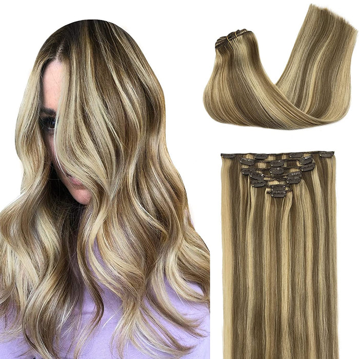 Cuticle Aligned Extensions Clip in Human Hair Extensions