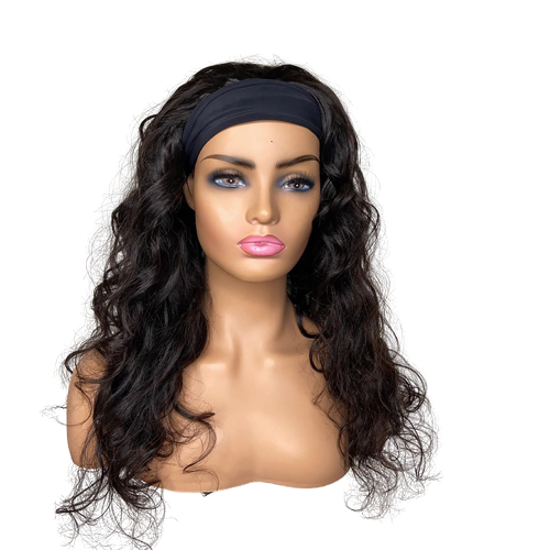 Headband Bob Wig Aligned Human Hair Blend Headband Wig Full Transparent Lace Wig