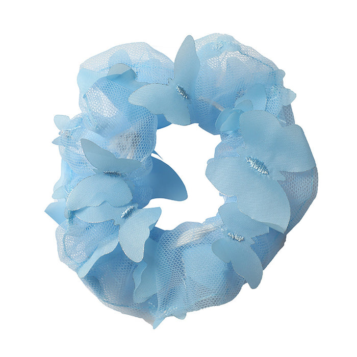 Spring summer tulle scrunchy hair ties organza cartoon 3D moving butterfly scrunchies