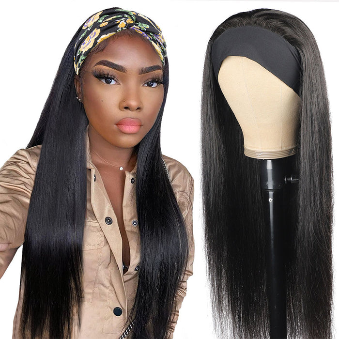 Burgundy Colored Human Hair Body Wave Headband Wigs for Black Women Hair Wigs