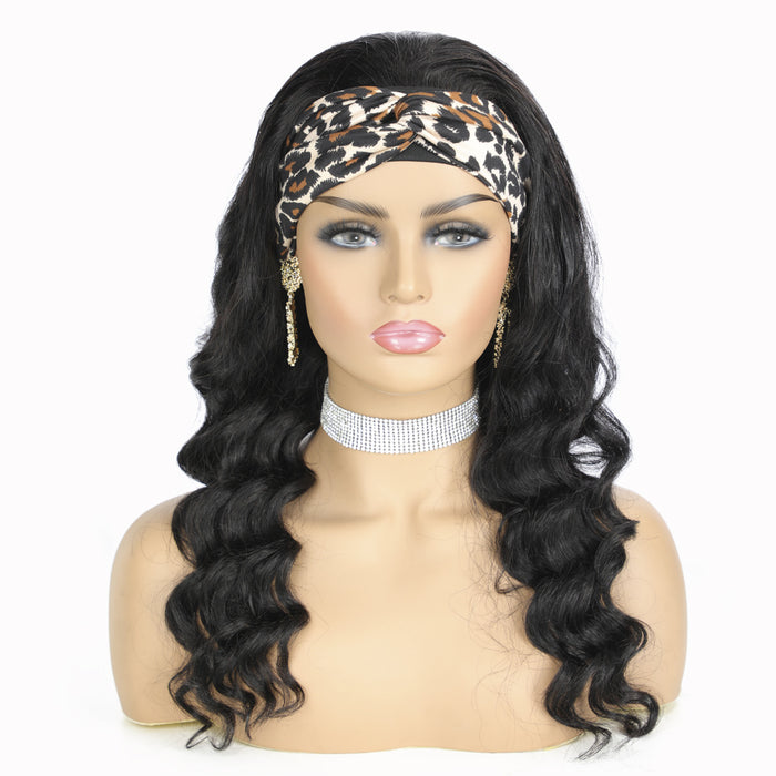 Water Wave None Lace Front Wigs Human Hair Machine Made Wet and Wavy Headband Wigs